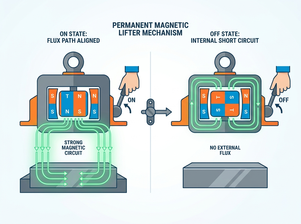 D&eacute;tails de configuration et de fonctionnement du poussoir magn&eacute;tique